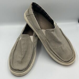 Sanuk Sidewalk Surfers Men's Size 13 M Vagabond Canvas Shoe Khaki Beach vibes